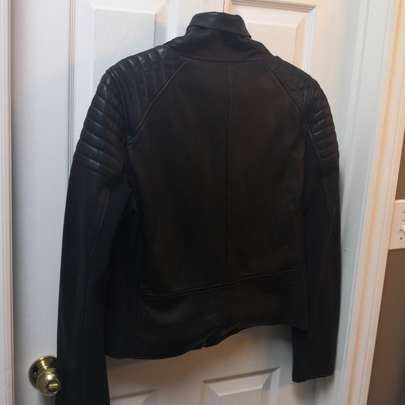 Elie Tahari Lamb Leather Bomber Jacket, sz Large - Picture 7 of 11